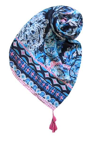 Spun Scarves Scarf Eurodancer / Blue Eurodancer Print Scarf Wrap