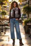 spun-scarves-scarf-fFireside Plaid Checks Raw Edge Print Scarf Wrap Maroon