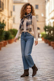 spun-scarves-scarf-fFireside Plaid Checks Raw Edge Print Scarf Wrap Navy