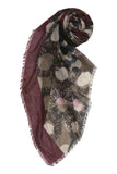 Spun Scarves Scarf Flower & Dots Printed Scarf / Maroon Scarf Wrap in Flower & Dots Print