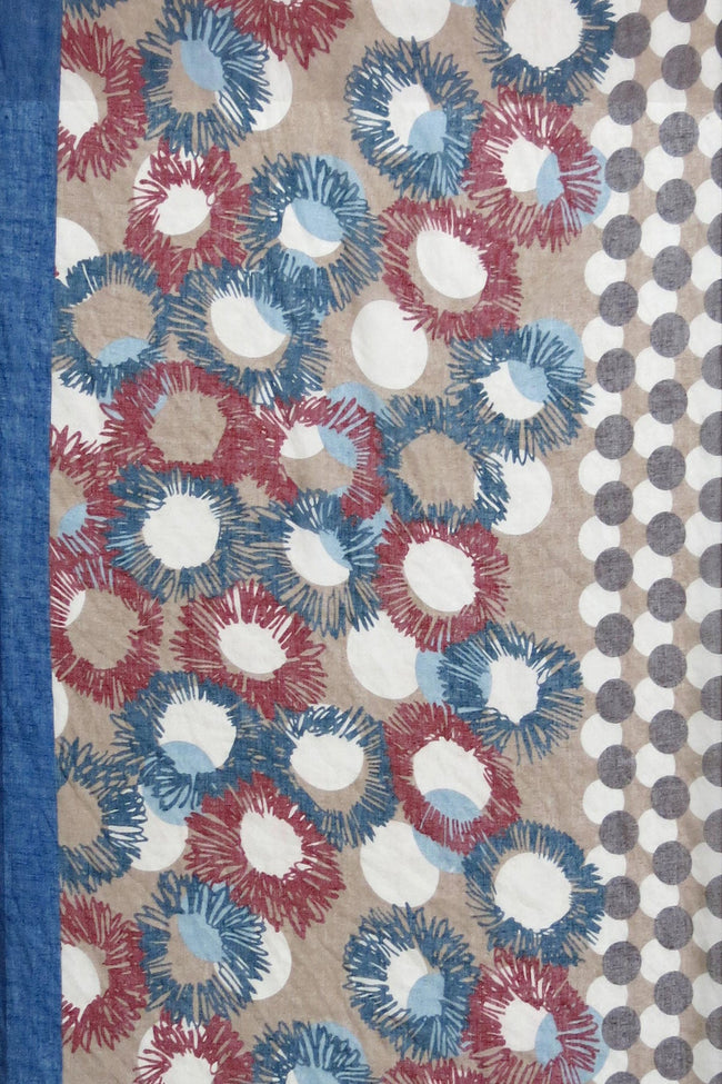 Spun Scarves Scarf Flower & Dots Sheer Print Scarf Wrap