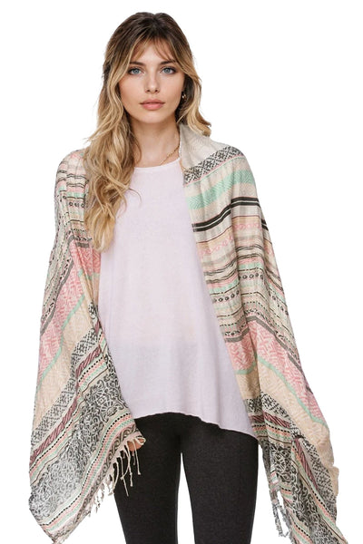 Spun Scarves Scarf Hand Loomed Stripe Woven Pattern Pastel Scarf