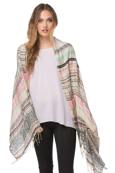 Spun Scarves Scarf Hand Loomed Stripe Woven Pattern Pastel Scarf