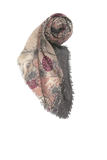 Antique Floral Fringe Edge Scarf Wrap | Lightweight Sheer Floral Shawl