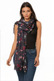 Spun Scarves Scarf Night Flowers / Navy Night Flowers Print Scarf, Wrap and Sarong in Navy