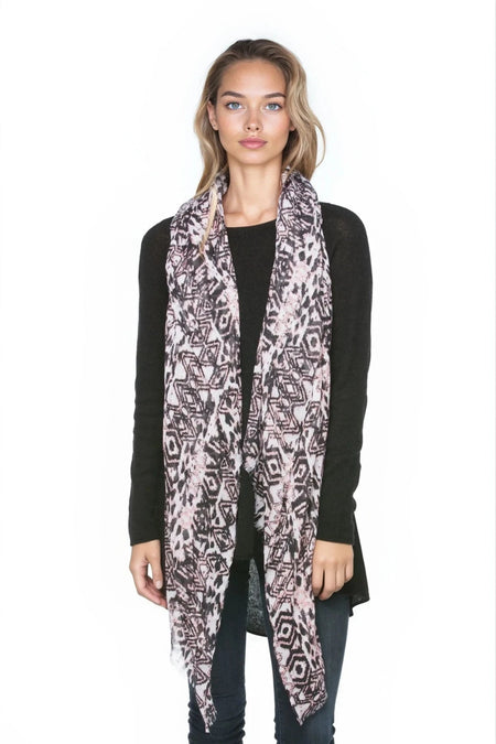 Digital Trees Printed Scarf Wrap in Brown/Blue