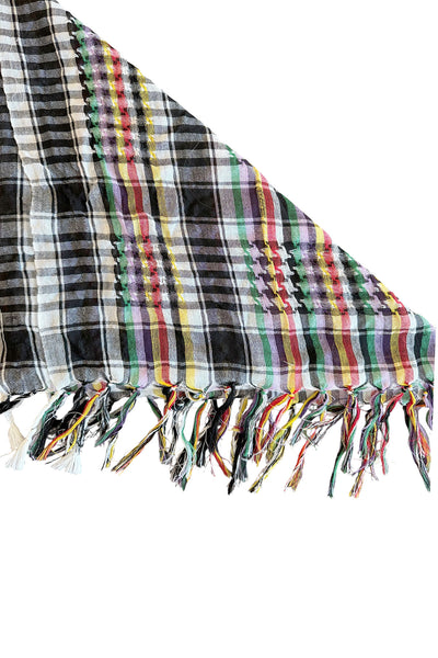 Spun Scarves Scarf Picnic Plaid Fringe Square Unisex Cotton Scarf
