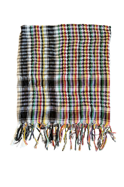Spun Scarves Scarf Picnic Plaid Fringe Square Unisex Cotton Scarf