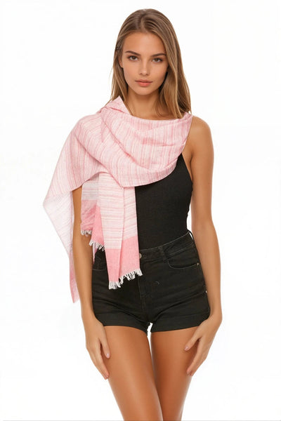 Spun Scarves Scarf Prep School  Stripe Border Textured Scarf Wrap