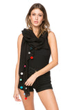 Spun Scarves Scarf Rainbow PomPom / Black Rainbow Pom Pom Sheer Wrap Scarf