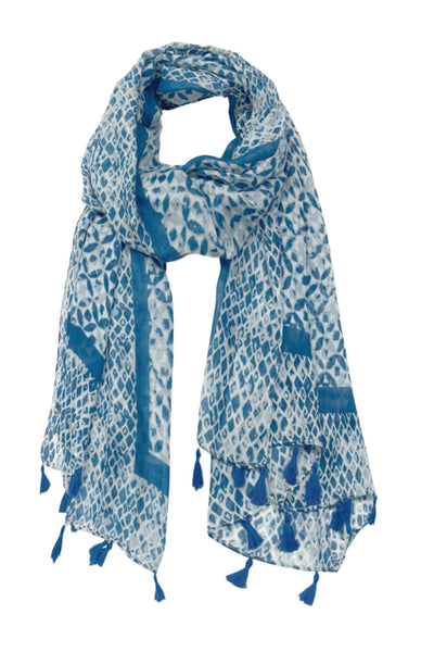 Spun Scarves Scarf Sumatra Stamp / Blue Sumatra Stamp Print Scarf Wrap