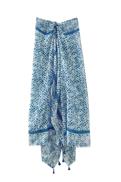 Spun Scarves Scarf Sumatra Stamp / Blue Sumatra Stamp Print Scarf Wrap
