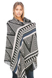 Spun Scarves Scarf Triangle Tips / Black Oversized Scarf Wrap in Printed Triangle Tips Print