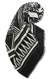 Spun Scarves Scarf Triangle Tips / Black Oversized Scarf Wrap in Printed Triangle Tips Print