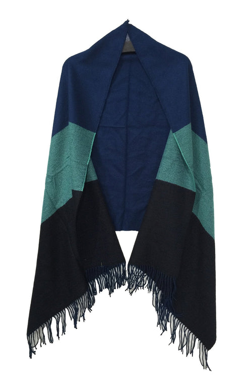 Spun Scarves Wrap Cool / One Size Triple Blocked Color Blanket Wrap