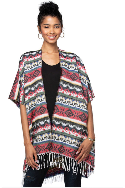Spun Scarves Wrap Red / One Size Nordic Poncho Wrap - Multi Color