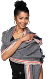 Spun Scarves Wrap Tan / One Size Running Stripe Blanket Scarf Wrap