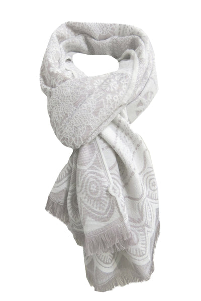 Spun Scarves Wrap White / One Size Snowflake Intarsia Blanket Wrap