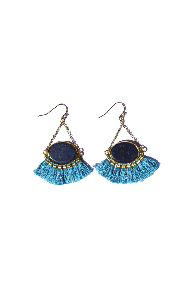 Stone & Fringe Earrings - Subtle Luxury