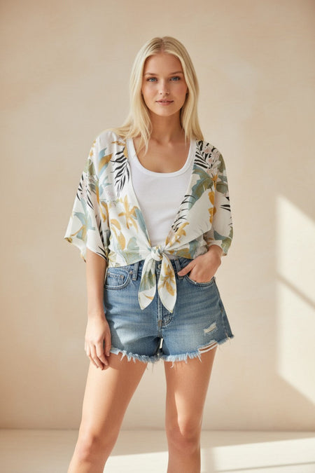 Chelsea Dip Dye and White Solid Ruffle Bottom Cotton T-Shirt Top