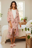 subtle-luxury-Bed to Brunch Kimono Coverup Robe in Peony Petals Print
