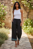 subtle-luxury-Vivianne Pant in Double Gauze with Multi Color Embroidery BLACK 2  MUTLI EMBROIDERY MOOD 2