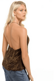 Subtle Luxury Almost Vintage Top Almost Vintage Hand Beaded Mesh Halter Top