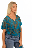 Subtle Luxury Almost Vintage Top Almost Vintage Hand Beaded Mesh Side Tie Top
