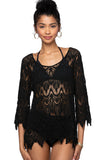 Subtle Luxury Almost Vintage Top Almost Vintage Lace Tunic Top / S/M / Black Almost Vintage Boho Open Lace Top