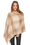 Subtle Luxury Poncho Sand / One Size Plaid Soft Winter Poncho