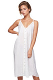 Subtle Luxury Cami Slip Dress XS/S / White w/Gold Lurex / 100% Cotton Chambray Aubrey Embroidery Cotton Sundress in Chambray with Lurex Trim