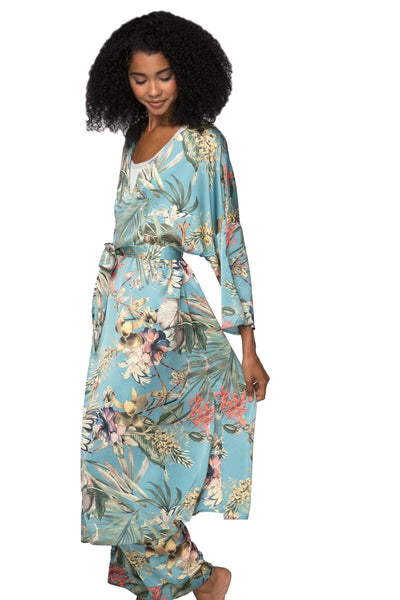 Subtle Luxury Cardigan Bed to Brunch Robe Kimono in Tropical Escape Print