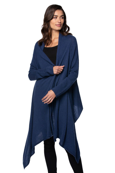 Subtle Luxury Cardigan Four Way Travel Wrap / OS / Sapphire 100% Cashmere Four Way Travel Sweater Wrap