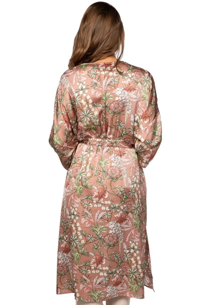 Subtle Luxury Cardigan L/XL / Mauve / 100% Poly Crepe - Mid Weight Bed to Brunch Kimono Robe in Fade to Pink