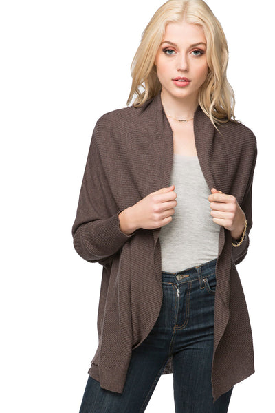 Subtle Luxury Cardigan M/L / Coffee / Zen Blend Mia Ribbed Crop Knit Cardigan Sweater