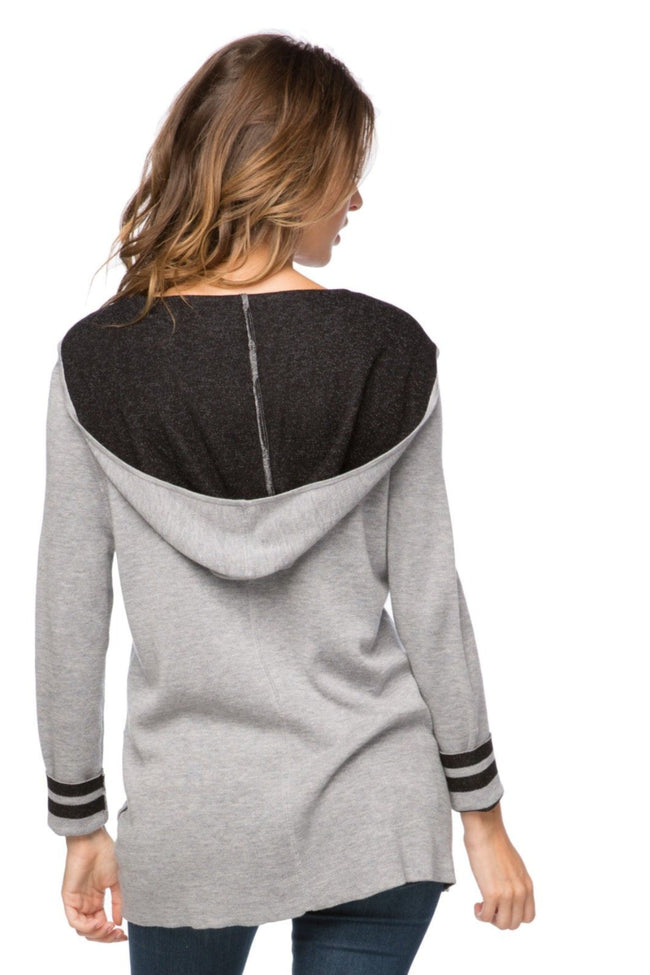 Subtle Luxury Cardigan Maddie Reversible Hoodie Sweater in Smoke/Black