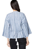 Subtle Luxury Cardigan Meredith Linen Kimono Quilted Front Panel Jacket