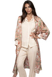 Subtle Luxury Cardigan P3- Fade to Pink Mauve / S/M / 100% Poly Crepe - Mid Weight Bed to Brunch Kimono Coverup Robe in Peony Pink Petals