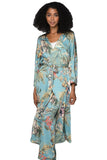 Subtle Luxury Cardigan S/M / Blue / 100% Mid-Weight Poly Bed to Brunch Robe Kimono in Tropical Escape