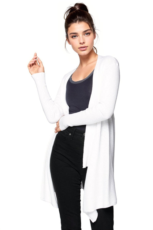 Subtle Luxury Cardigan XS/S / White / Zen Blend Joy Ribbed Knit Cardigan