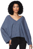 Subtle Luxury Cashmere 100% Cashmere Coastal Cool Reversible Crew to V-neck Sweater Knit Poncho - Dark Colors