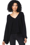 Subtle Luxury Cashmere Coastal Cool Reversible Crew/V-neck / One Size / Black 100% Cashmere Coastal Cool Reversible Crew to V-neck Sweater Knit Poncho - Dark Colors