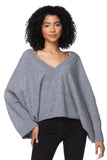 Subtle Luxury Cashmere Coastal Cool Reversible Crew/V-neck / One Size / Cloudy 100% Cashmere Coastal Cool Reversible Crew to V-neck Sweater Knit Poncho - Dark Colors