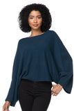 Subtle Luxury Cashmere Coastal Cool Reversible Crew/V-neck / One Size / Majorca Blue 100% Cashmere Coastal Cool Reversible Crew to V-neck Sweater Knit Poncho - Dark Colors