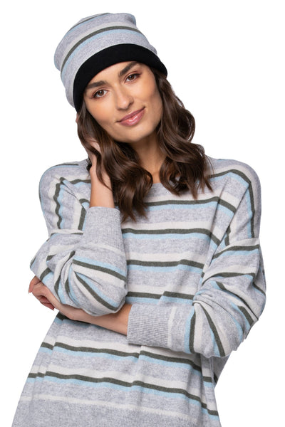 Subtle Luxury Cashmere Hat One Size / Subtle Mini Stripe 100% Cashmere Knit Beanie