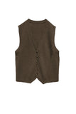 Subtle Luxury Cashmere Sweater 100% Cashmere Boyfriend Button Vest Sweater Knit