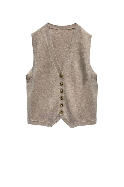 100% Cashmere Boyfriend Button Front Sweater Knit Vest