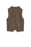 100% Cashmere Boyfriend Button Front Sweater Knit Vest