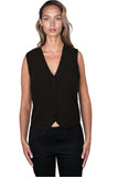 Subtle Luxury Cashmere Sweater Boyfriend Vest / S/M / Black 100% Cashmere Boyfriend Button Vest Sweater Knit