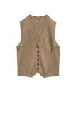 100% Cashmere Boyfriend Button Front Sweater Knit Vest
